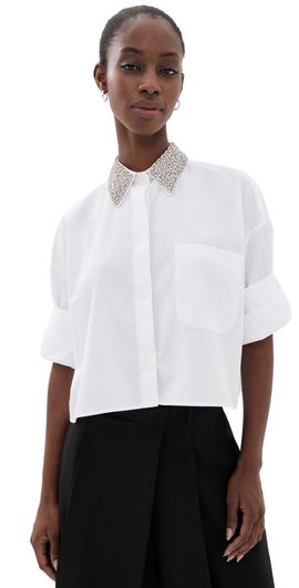 TWP TWP Next Ex Crystal Collar Button Down Shirt White