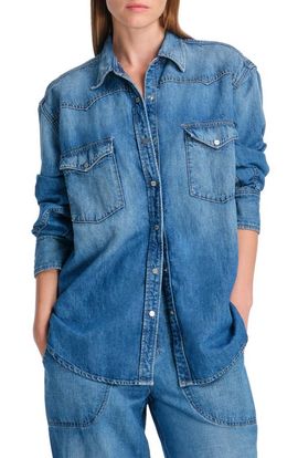 TWP TWP Ranchers Oversize Denim Snap-Up Shirt