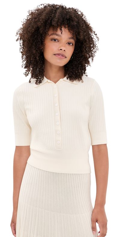 TWP TWP Short Sleeve Polo Sweater Ivory
