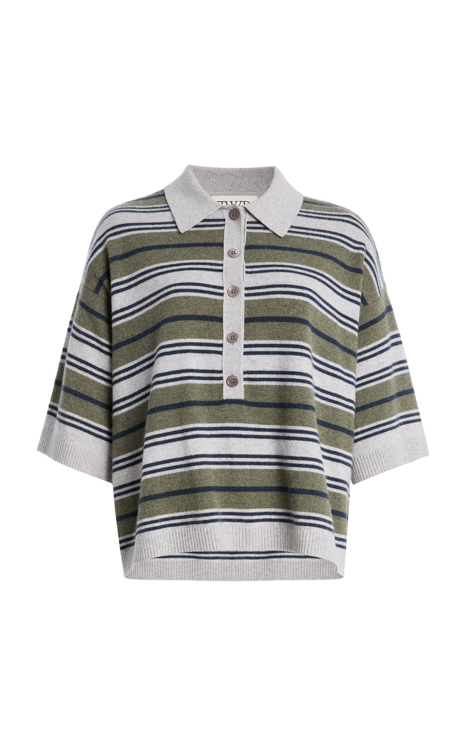 TWP TWP Striped Cashmere Polo Sweater