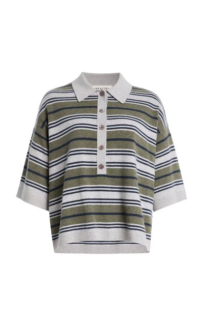 TWP TWP Striped Cashmere Polo Sweater