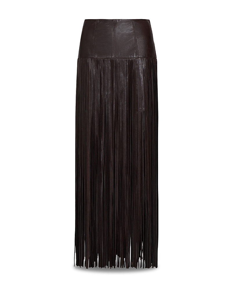 Twp Twp Tangled Up + Blue Leather Fringe Maxi Skirt