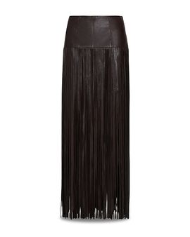Twp Twp Tangled Up + Blue Leather Fringe Maxi Skirt