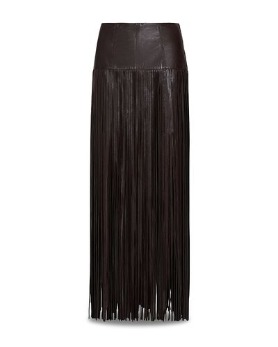 Twp Twp Tangled Up + Blue Leather Fringe Maxi Skirt