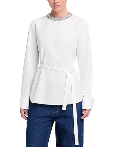Twp Twp The Day We Met Cotton Embellished Neck Top