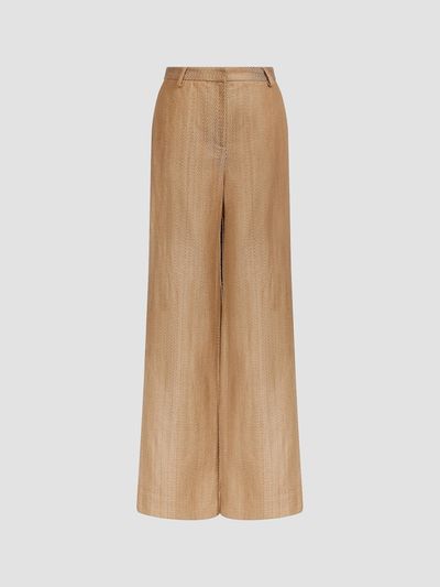 TWP TWP Women's Henry Herringbone Linen-Blend Wide-Leg Trousers