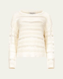 TWP Wide-Neck Open Stitch Sweater
