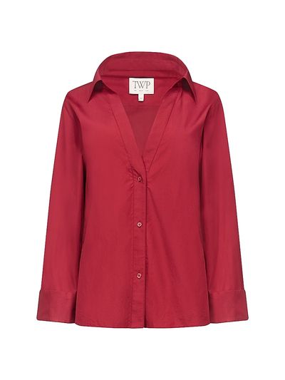 TWP Women's Deep V-Neck Relaxed Shirt