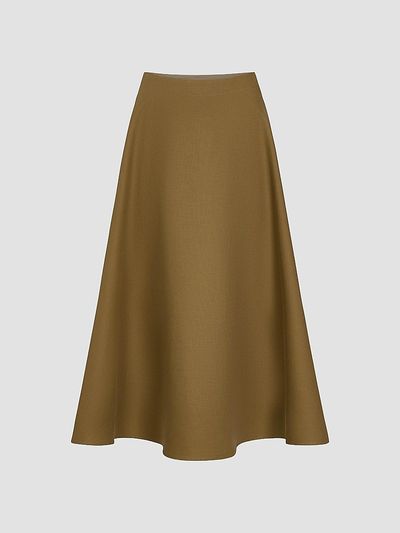 TWP Women's Full Sweep Circle Double-Canvas Cotton A-Line Midi Skirt