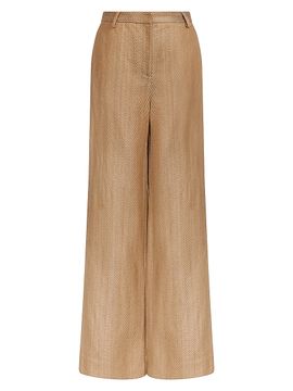 TWP Women's Henry Chevron Linen-Blend Wide-Leg Trousers