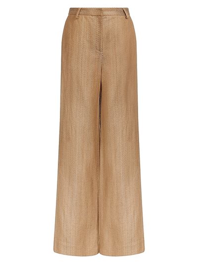 TWP Women's Henry Chevron Linen-Blend Wide-Leg Trousers
