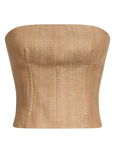 TWP Women's Jillian Chevron Linen-Blend Bustier