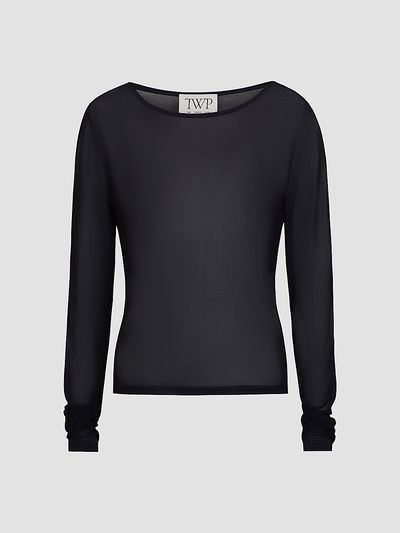 TWP Women's Semi-Sheer Jersey Crewneck Long-Sleeve Top