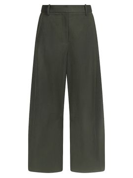 TWP Women's Slouchy BF Cotton-Linen Ankle-Crop Wide-Leg Trousers