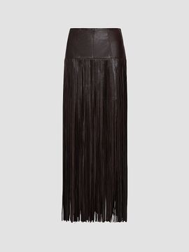 TWP Women's Tangled Up Fringed Leather Maxi Skirt
