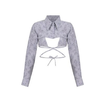 uCHÈ uCHÈ Jacquard Layered Crop Shirt