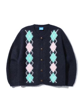 UCLA Argyle Pattern Jacquard Cardigan [NAVY] (UABLK5A_45)