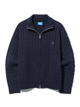 UCLA Cable Turtleneck Zip-up Sweater [NAVY]