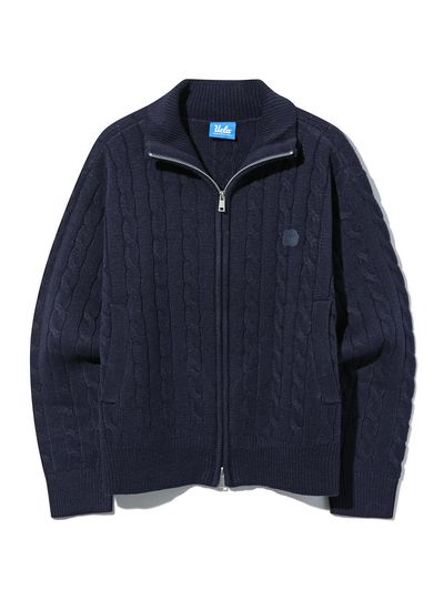 UCLA Cable Turtleneck Zip-up Sweater [NAVY]