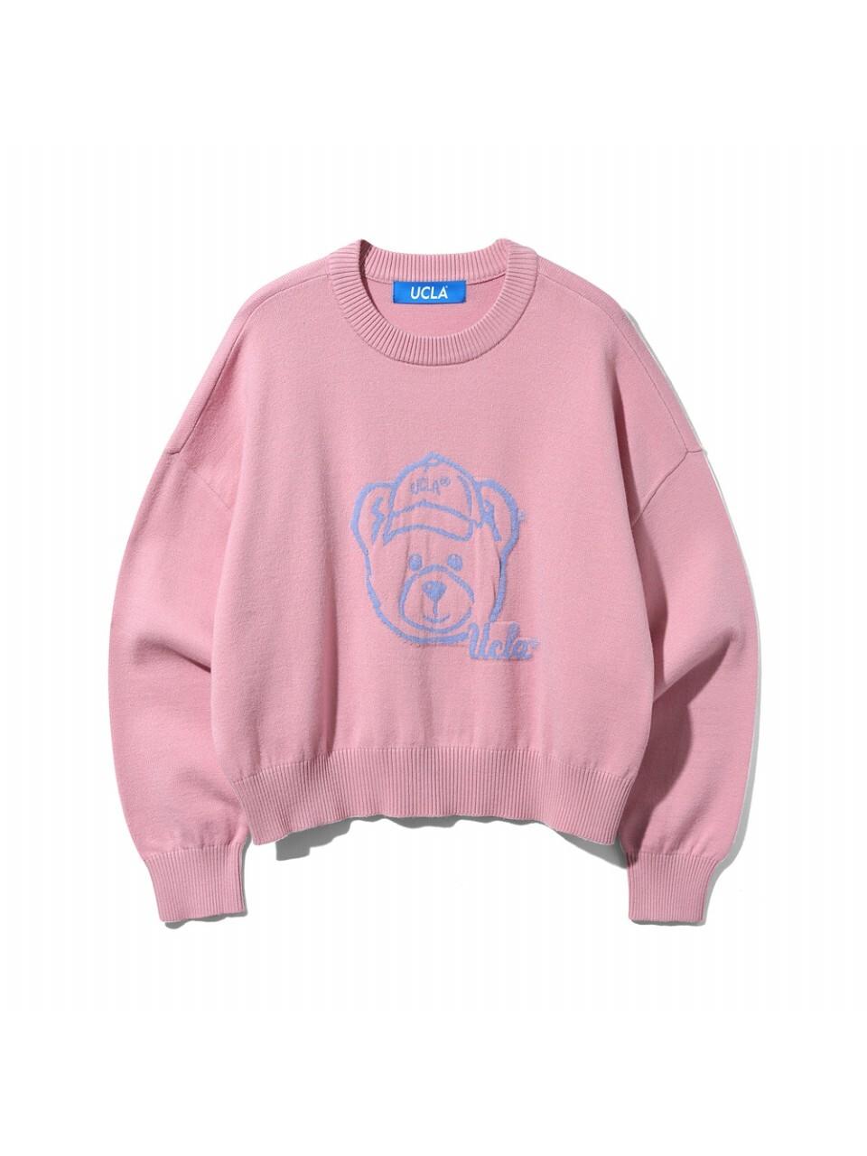 UCLA Intarsia Bear Round Neck Knit [LT-PINK] (UAALK53_80)