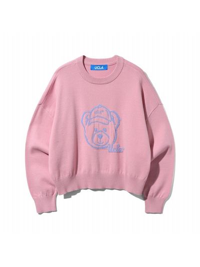 UCLA Intarsia Bear Round Neck Knit [LT-PINK] (UAALK53_80)