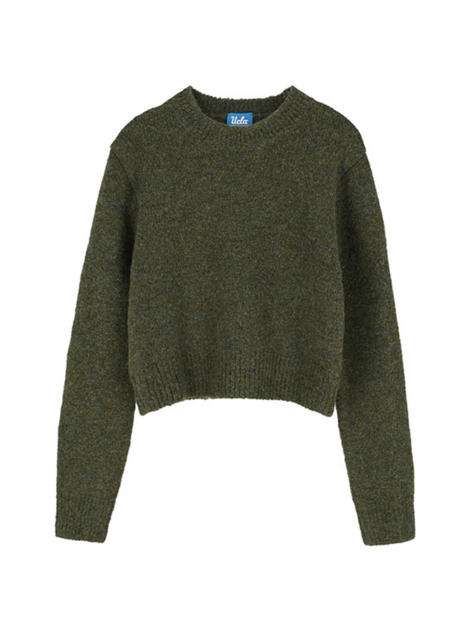 UCLA Round Neck Semi-Crop Knit [KHAKI] (UAALK2A_65)