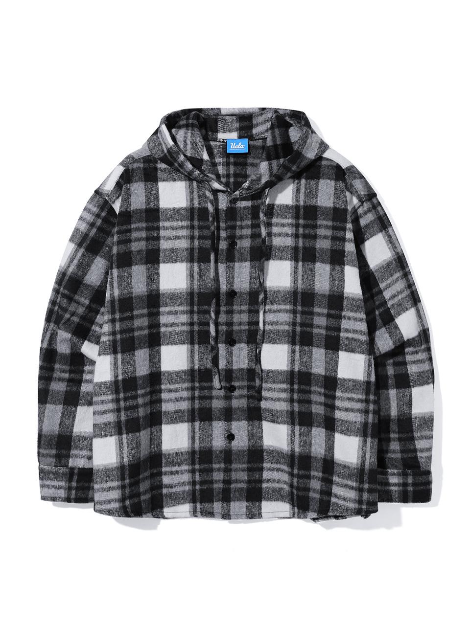 UCLA Tartan Checked Hooded Shirt [BLACK] (UABLS5A_39)
