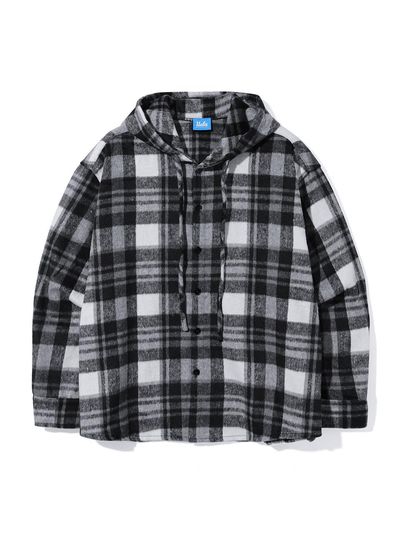 UCLA Tartan Checked Hooded Shirt [BLACK] (UABLS5A_39)