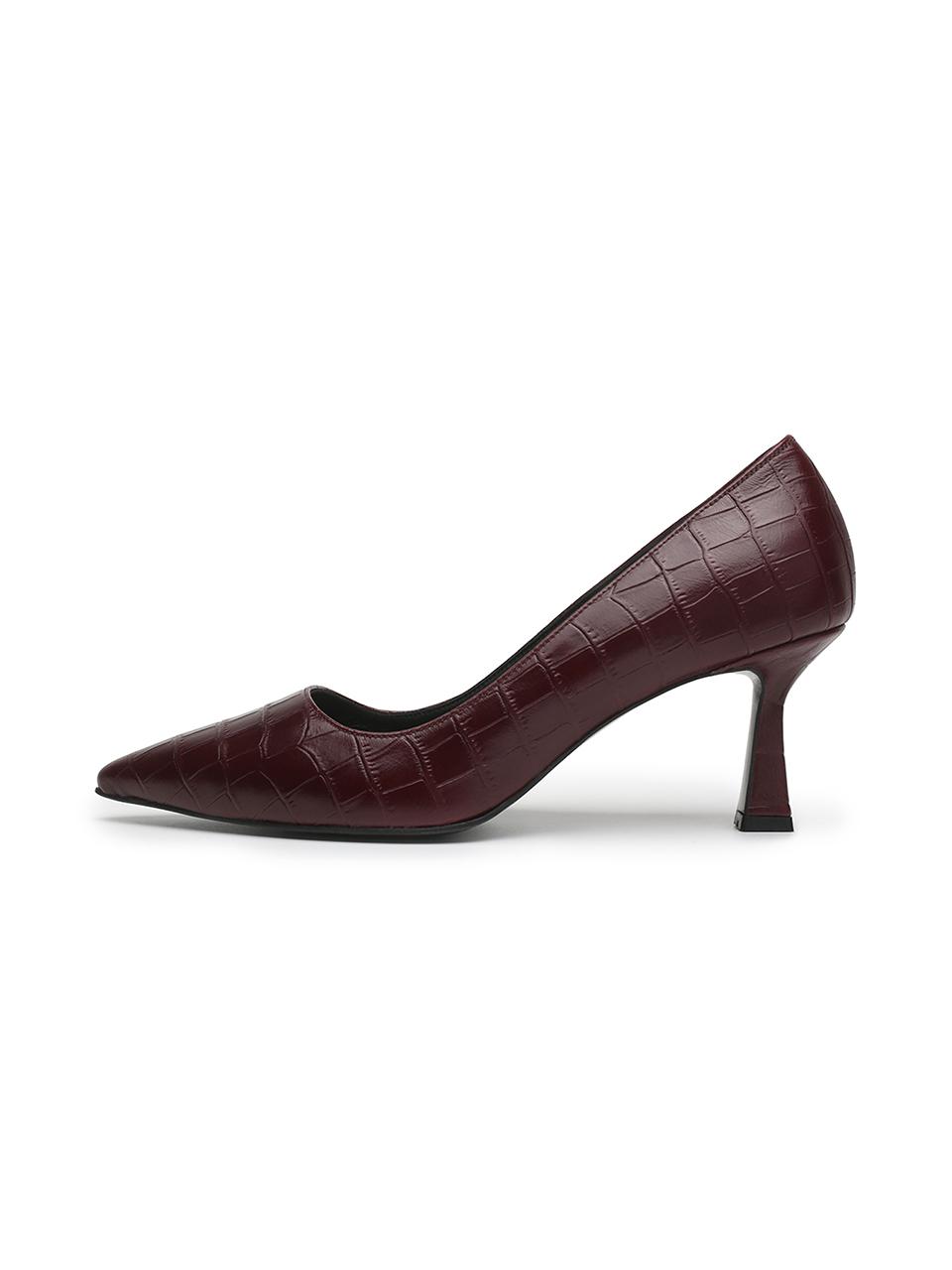 UDIRE Embossed Texture Stiletto Bella Pumps [Wine] (UFA3PM10WN)