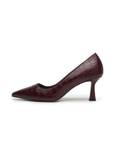 UDIRE Embossed Texture Stiletto Bella Pumps [Wine] (UFA3PM10WN)
