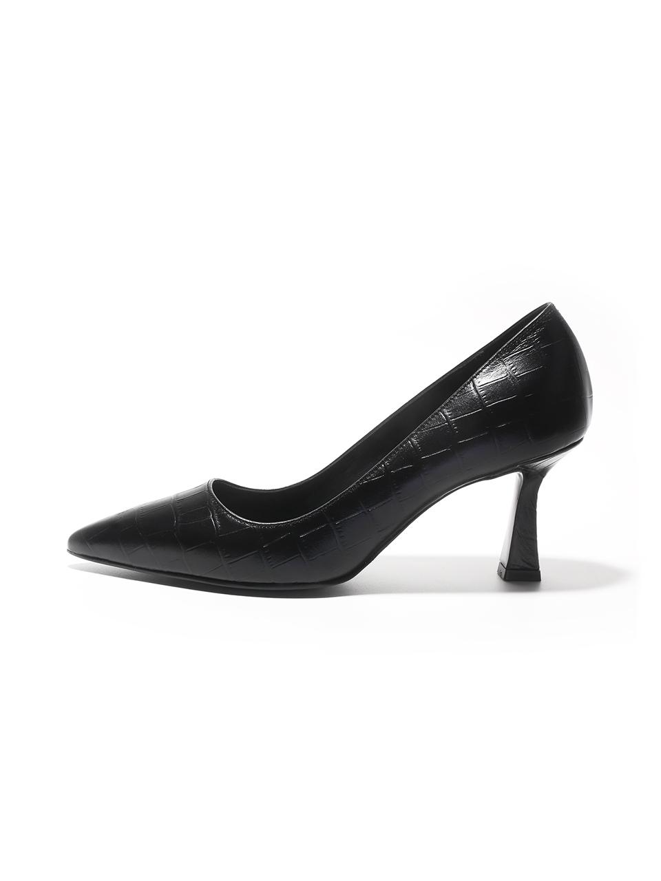 UDIRE Embossed Texture Stiletto Pumps [Black] (UFA3PM10BK)
