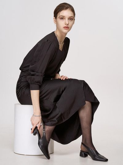 UDIRE Lambskin Curved Slingback [Black] (UFA3PB03BK)