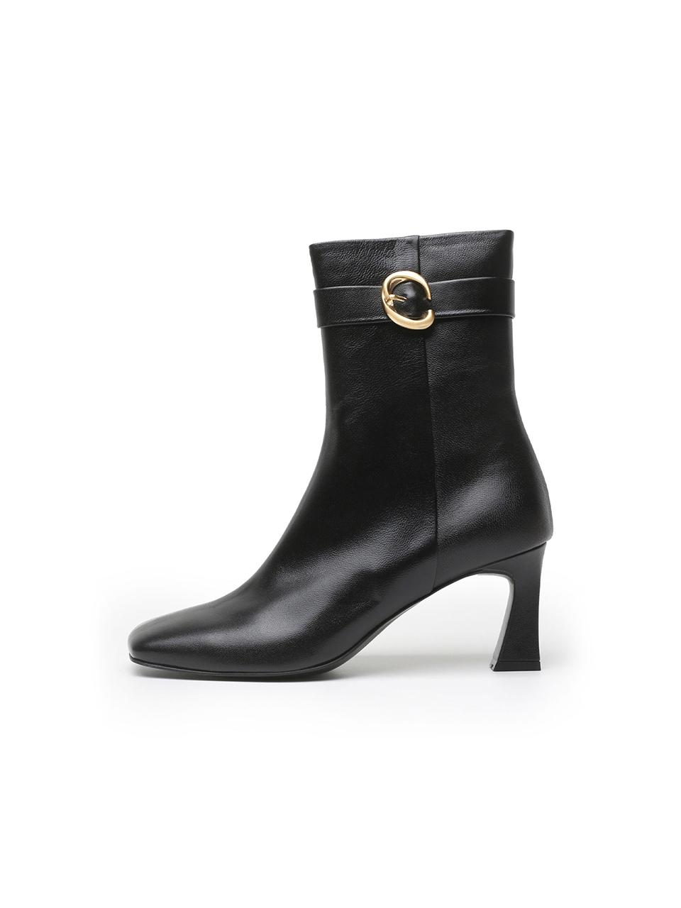 UDIRE Premium Leather 7cm Heel Ankle Boots [Black] (UFA4BA50BK)