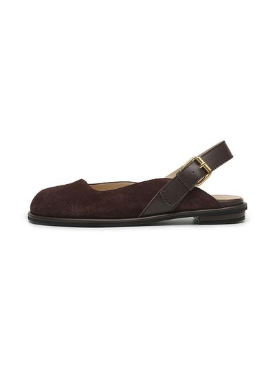 UDIRE Premium Leather Slingback Flat Shoes [Brown] (UFA3PB14BR)