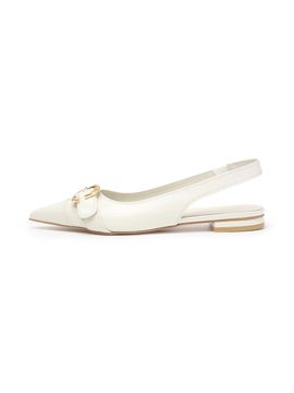 UDIRE Premium Leather Slingback Flat Shoes [Ivory] (UFA3PB17IV)