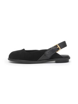 UDIRE Split Leather Adjustable Slingback Flat [Black] (UFA3PB14BK)