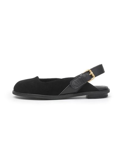 UDIRE Split Leather Adjustable Slingback Flat [Black] (UFA3PB14BK)