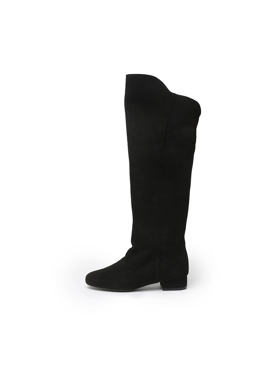 UDIRE Two-way Folding Suede Long Boots [Black] (UFA4BLBK)
