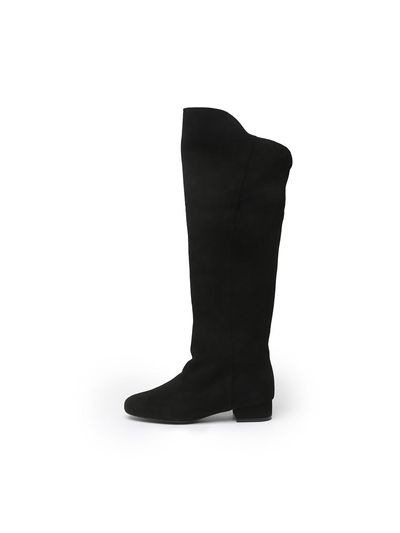 UDIRE Two-way Folding Suede Long Boots [Black] (UFA4BLBK)