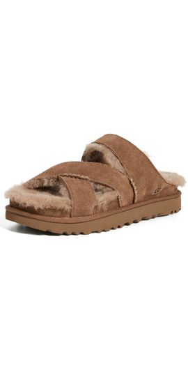 UGG UGG Greenport Cross Strap Slides Chestnut