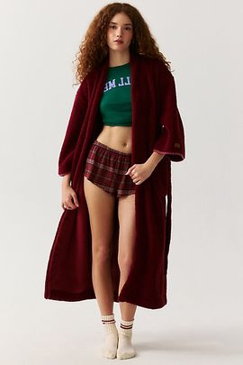 UGG UGG Linet UGGFluff Full Length Robe in Maroon, Women's at Urban Outfitters