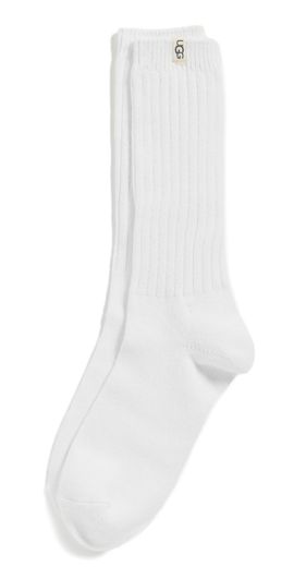 UGG UGG Rib Knit Slouchy Crew Socks White One