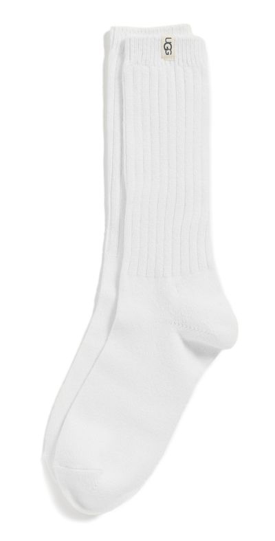UGG UGG Rib Knit Slouchy Crew Socks White One