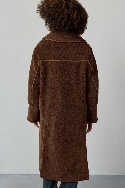 UGG - Sema fluff Fleece Long Coat Jacket in Deep Nutmeg, Women's