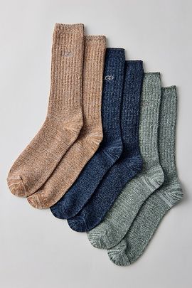 UGG UGG Trey Ribbed Knit Crew Socks 3-Pack in Assorted, Men's at Urban Outfitters