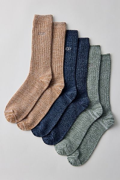 UGG UGG Trey Ribbed Knit Crew Socks 3-Pack in Assorted, Men's at Urban Outfitters