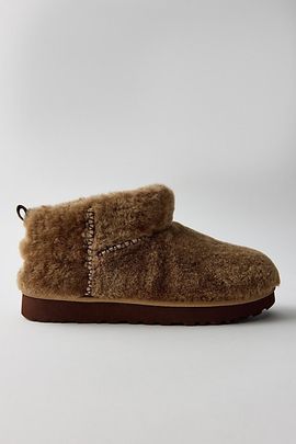 UGG UGG Women's Classic Fluffed Ultra Mini Boots in Light Bronze, Women's at Urban Outfitters