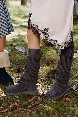 UGG UGG Women's Classic Tall Whipstitch Knit Boots in Charcoal, Women's at Urban Outfitters