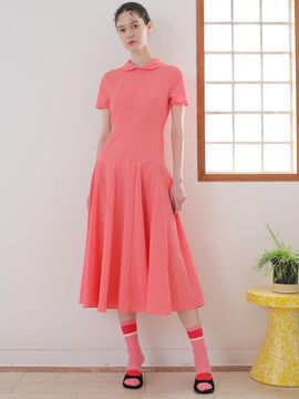 UIJI Cotton shirt midi dress Pink