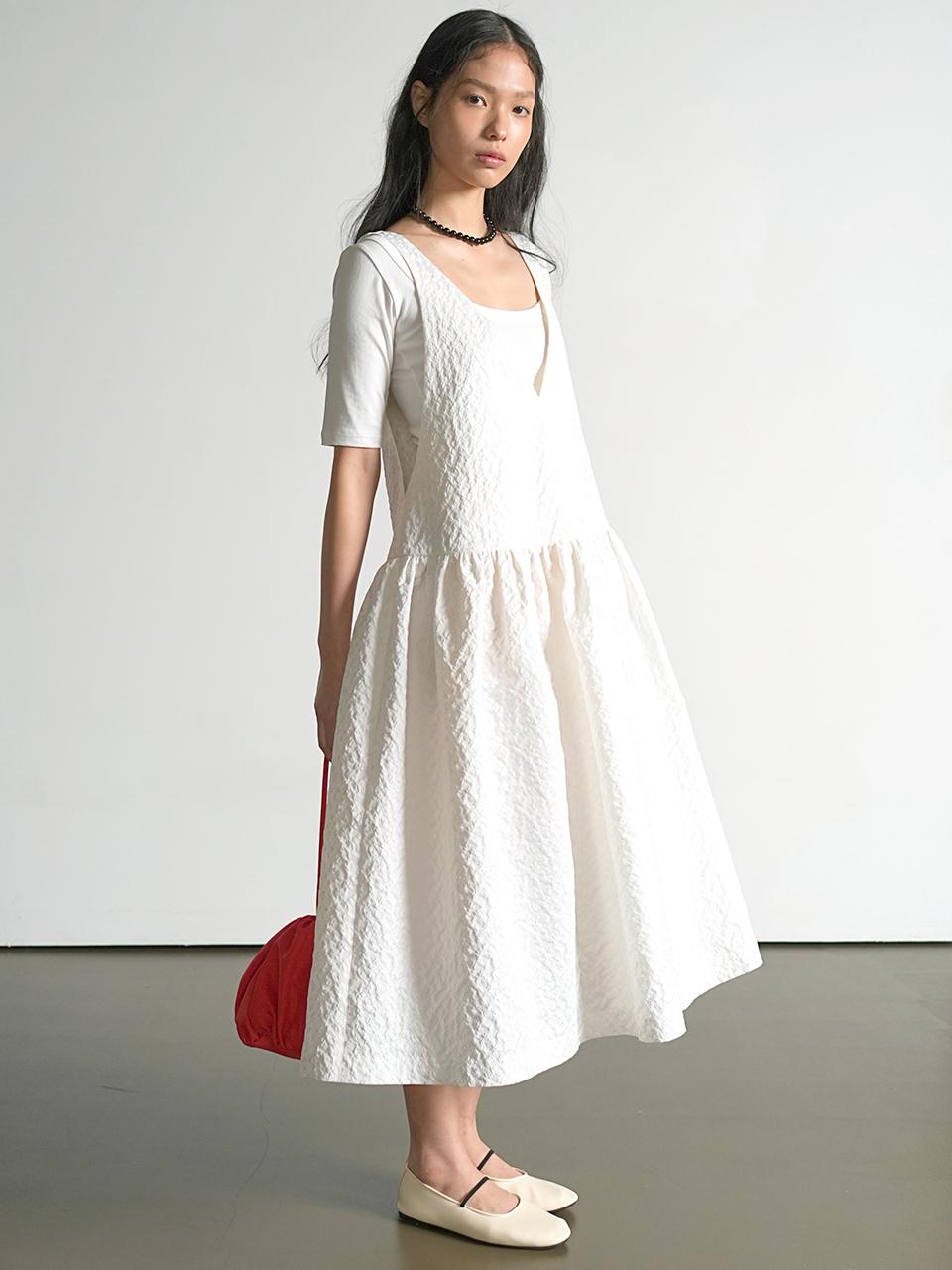 UIJI Jacguard Volume Dress [White]